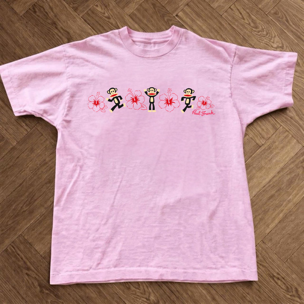 Paul Frank Julius Monkey Hibiscus Flowers Tropical Summer T-Shirt